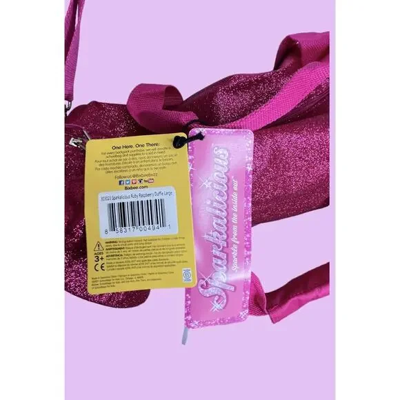 Bixbee Kids' Sparkalicious Bling Dance/Sports/Gymnastic Raspberry Lrg Duffle Bag - Picture 15 of 16